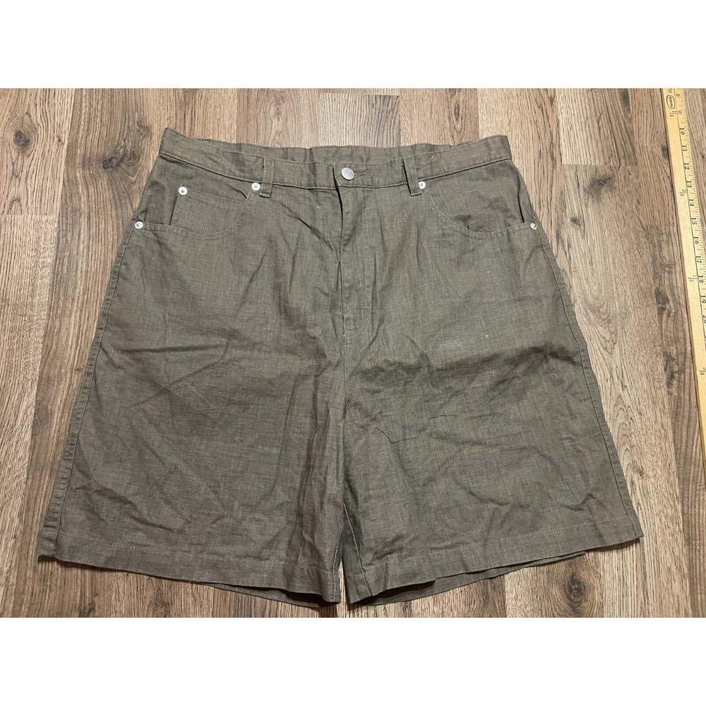kathy ireland Shorts, Women's Size 18, Green, Casual Shorts, Linen Blend